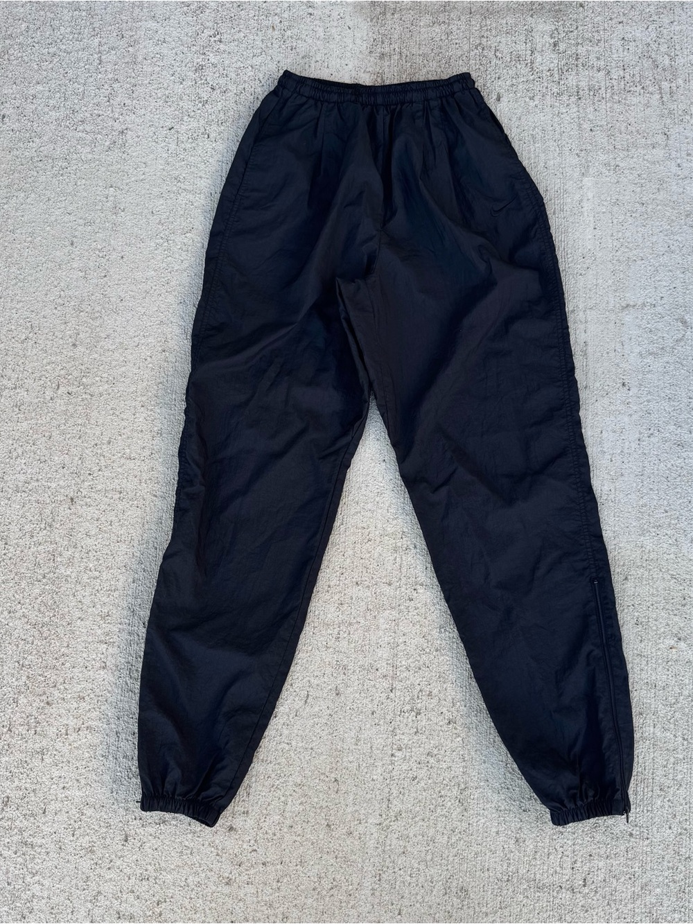 Vintage 90s Nike Nylon Track Pants Black M(8-10) Windbreaker Joggers Sweatpant